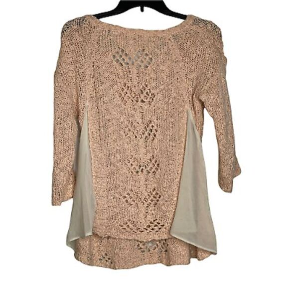 Knitted & Knotted Anthropologie Blouse Top Size Small Light Pink Womens - Picture 5 of 5
